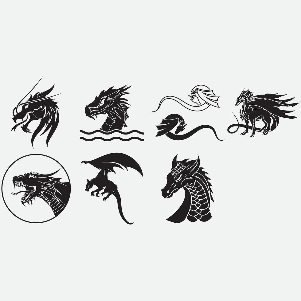 collection of dragon logos vector