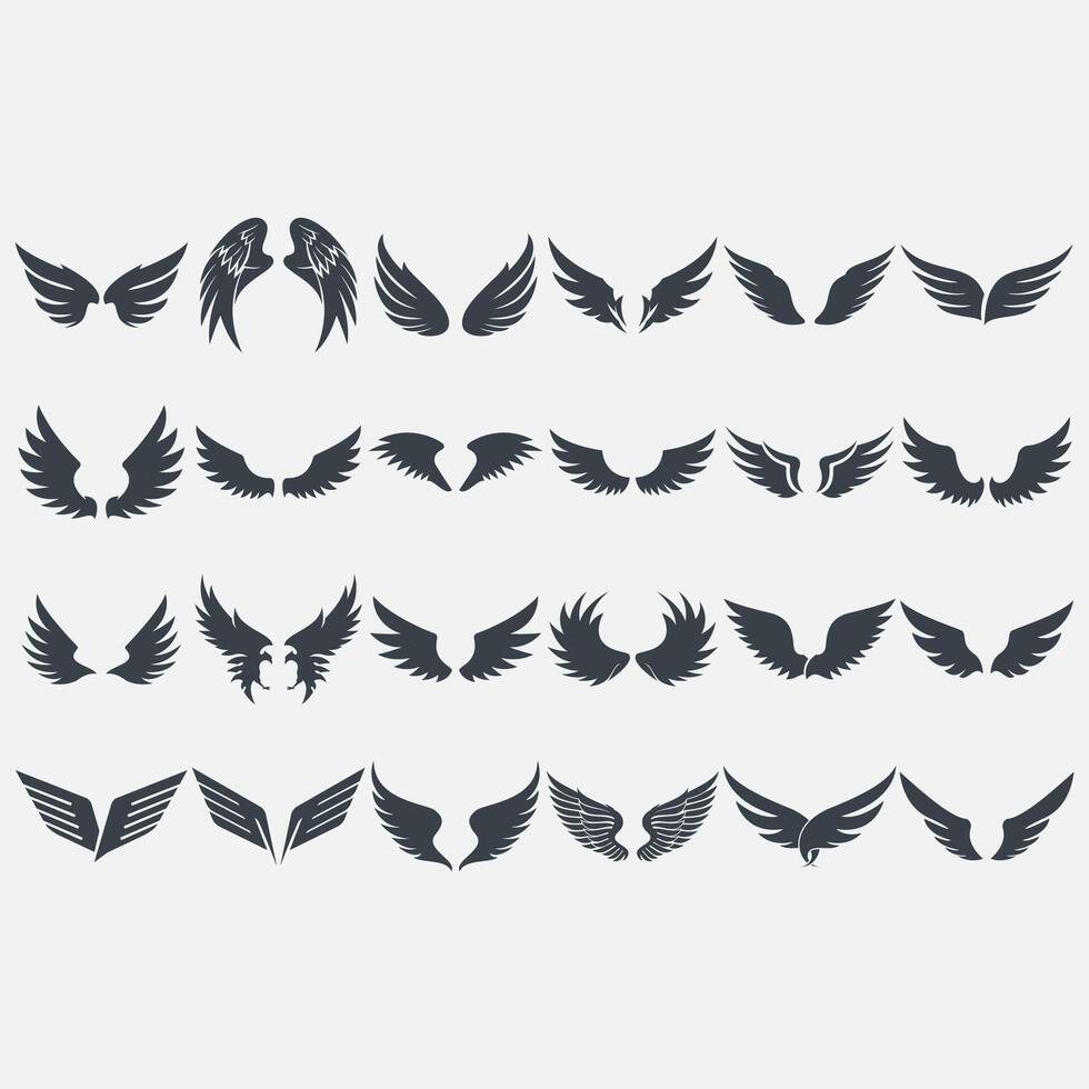 wings icon set vector