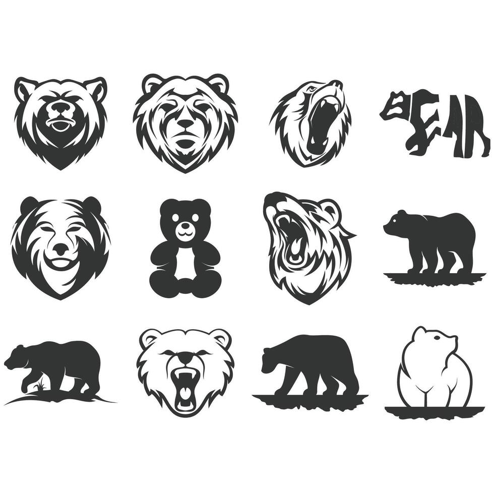 collection of bear logos vector