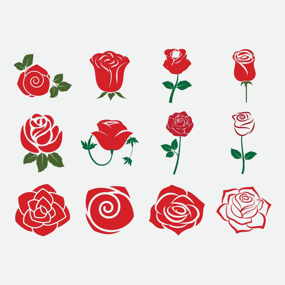 collection of rose flower logos vector