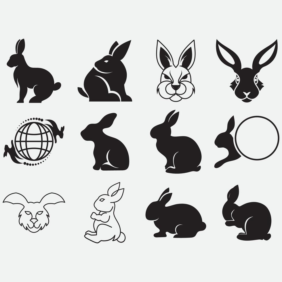 collection of rabbit logos vector