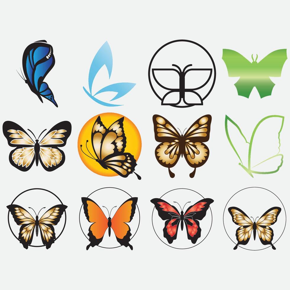 collection of butterfly logos vector