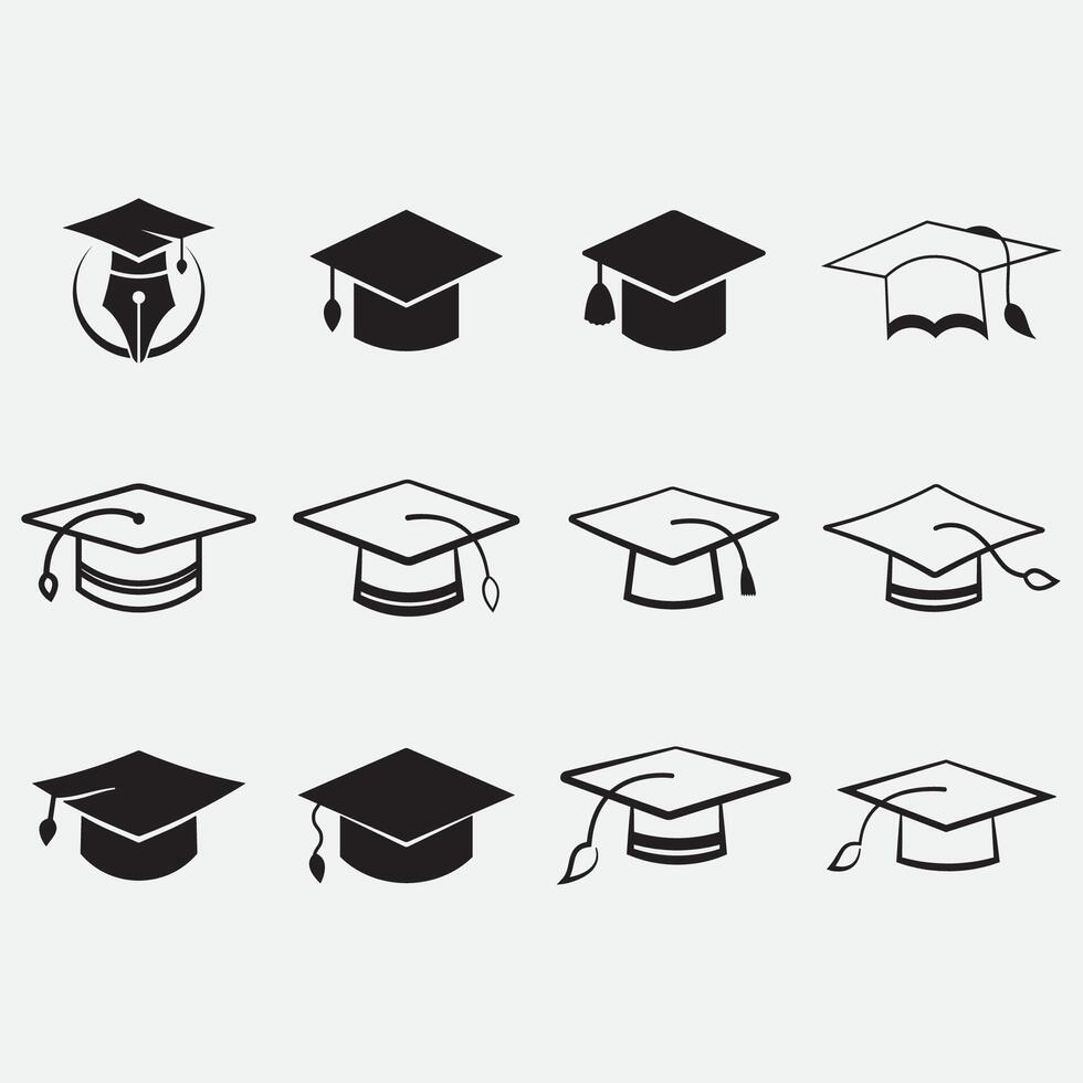 Bachelor hat icon set vector