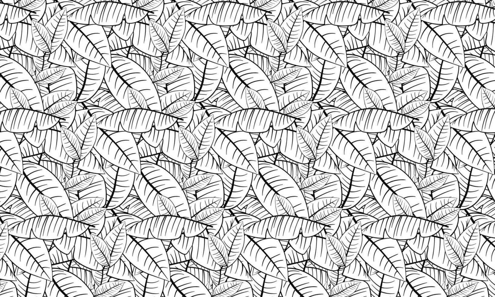 pattern with tropical leaves. Black and white illustration. vector