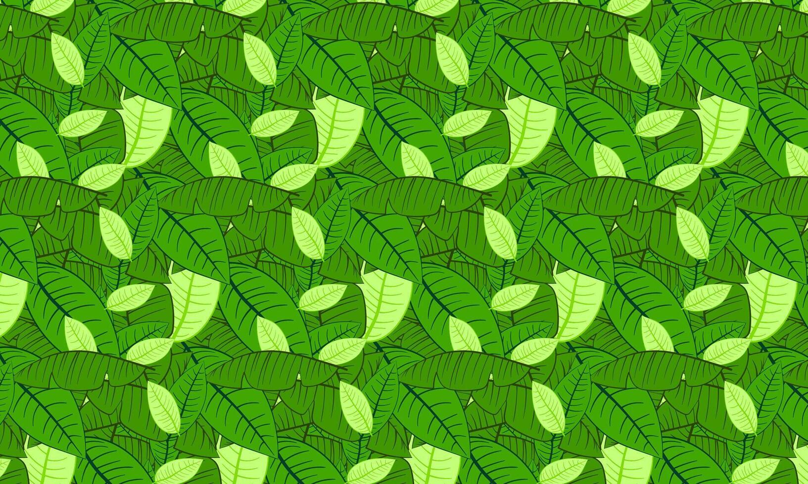 pattern with green leaves on white background. Vector illustration.