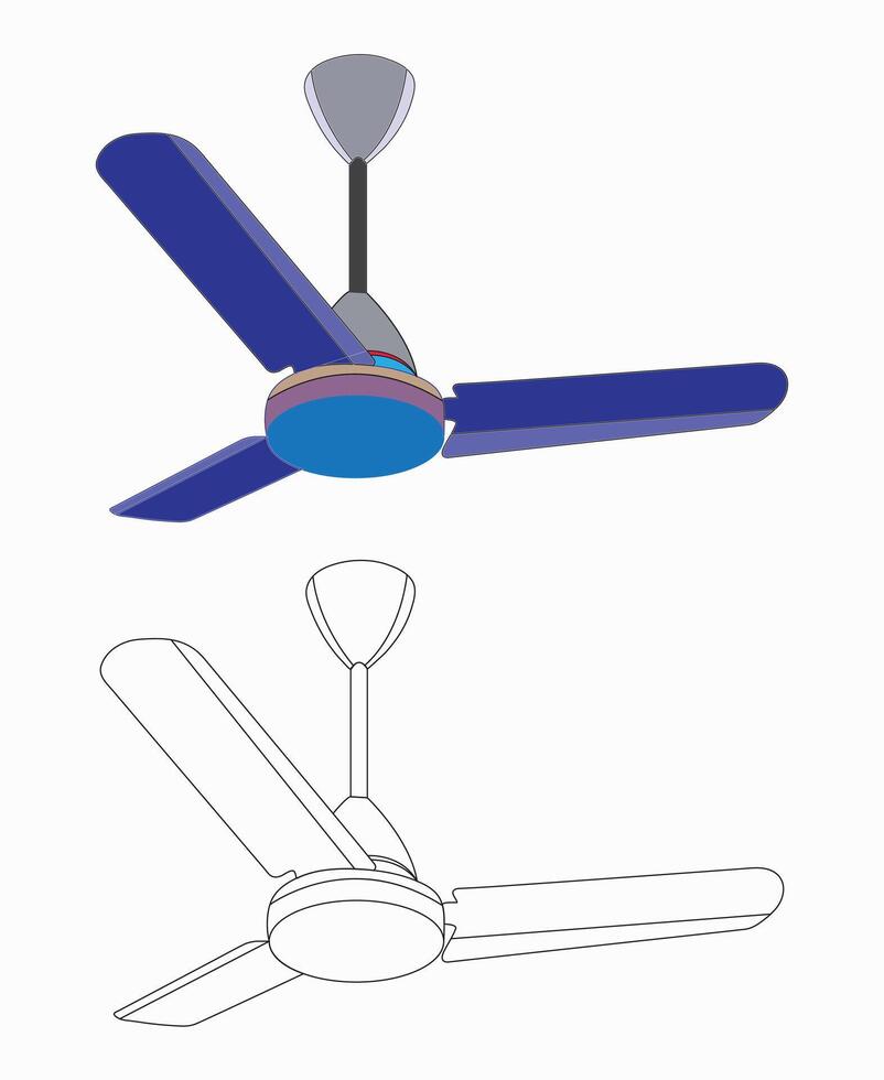 3 blade Ceiling Fan vector illustration eps