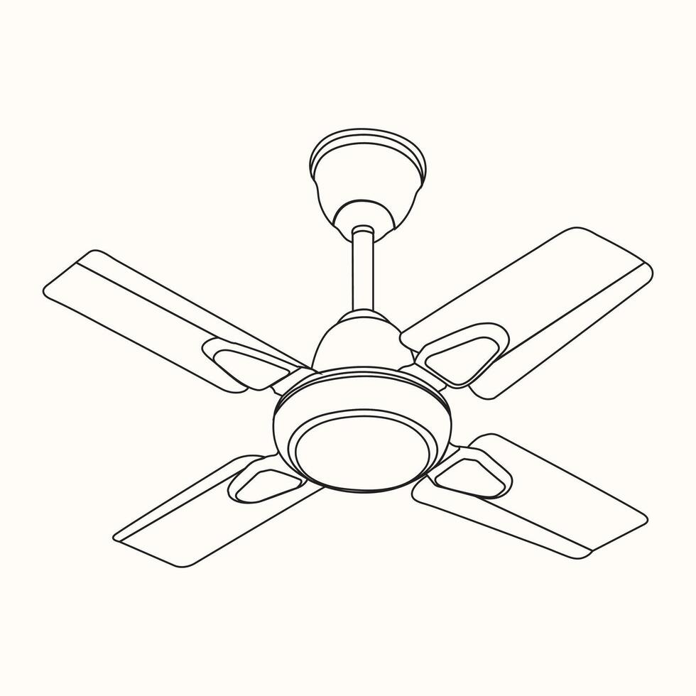 4 blade Ceiling Fan with light, remote control vector illustration eps
