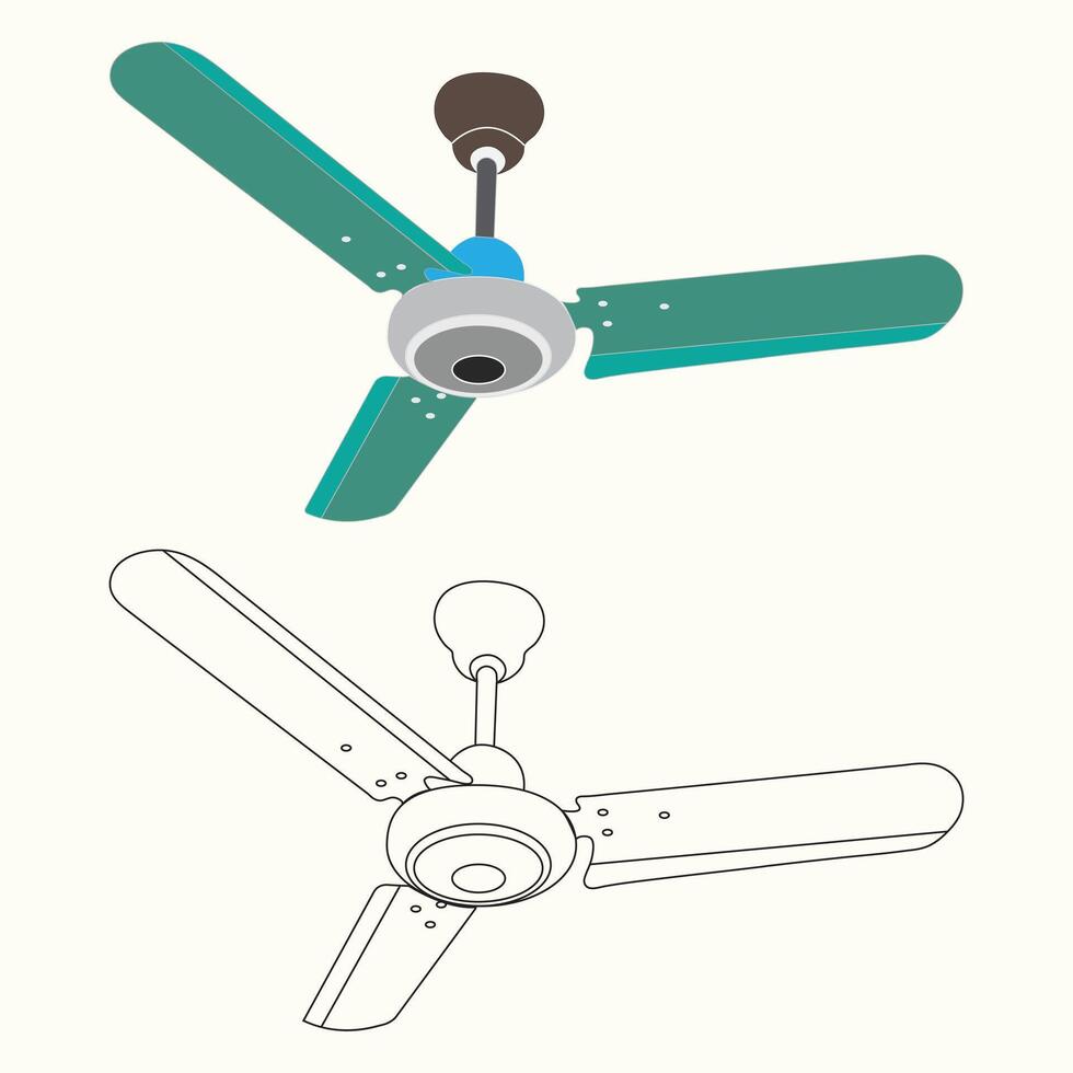 3 blade Ceiling Fan vector illustration eps