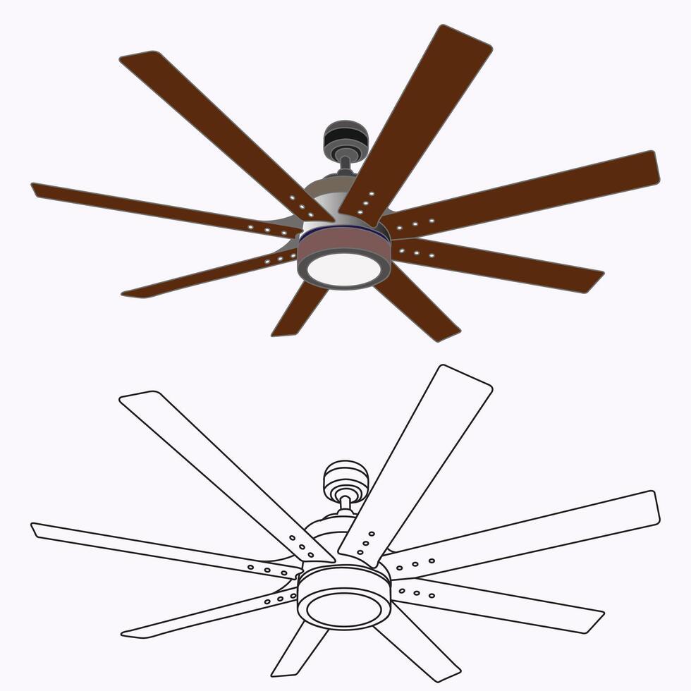 8 blade Ceiling Fan with light vector illustration eps