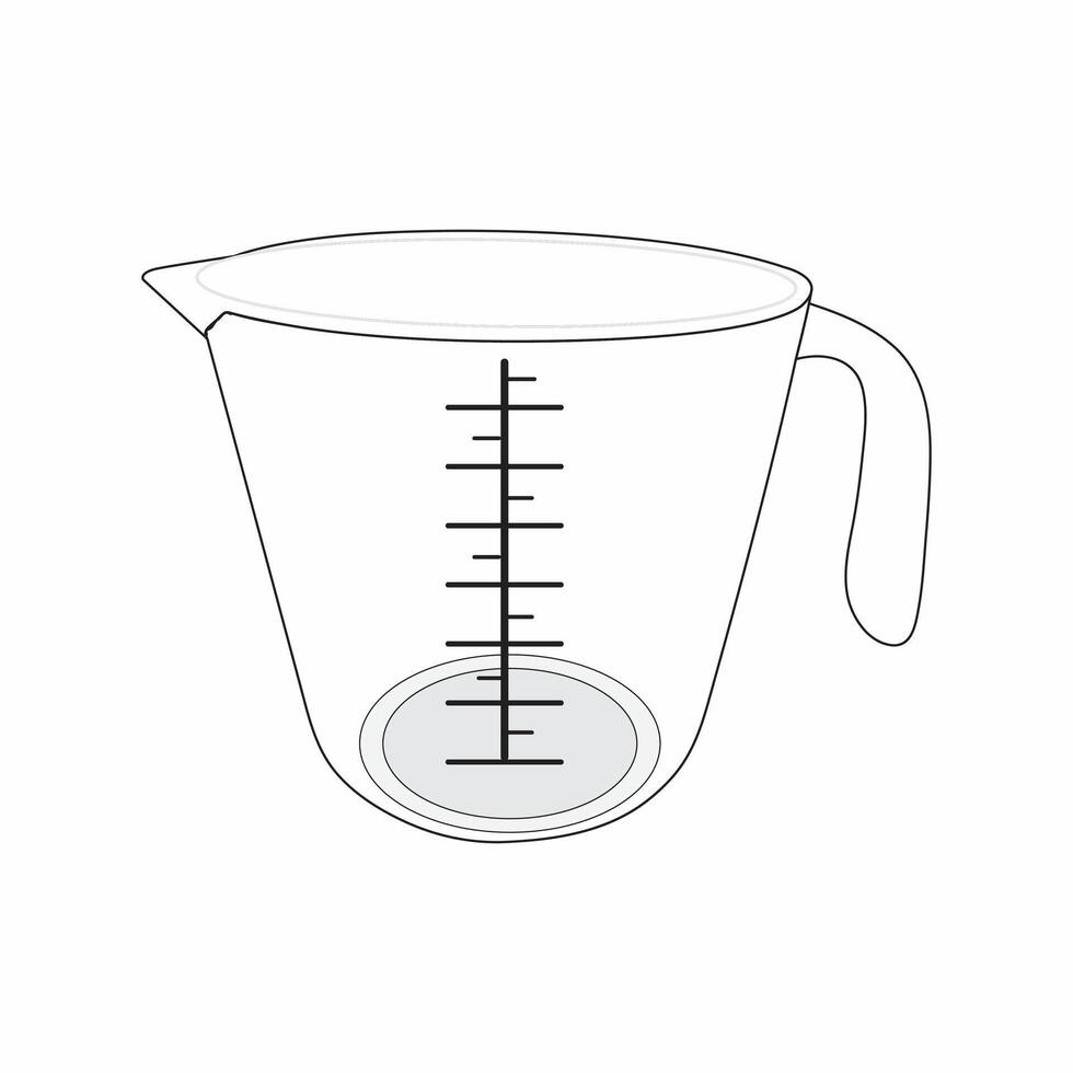 Measuring pot, glass, vector line art eps