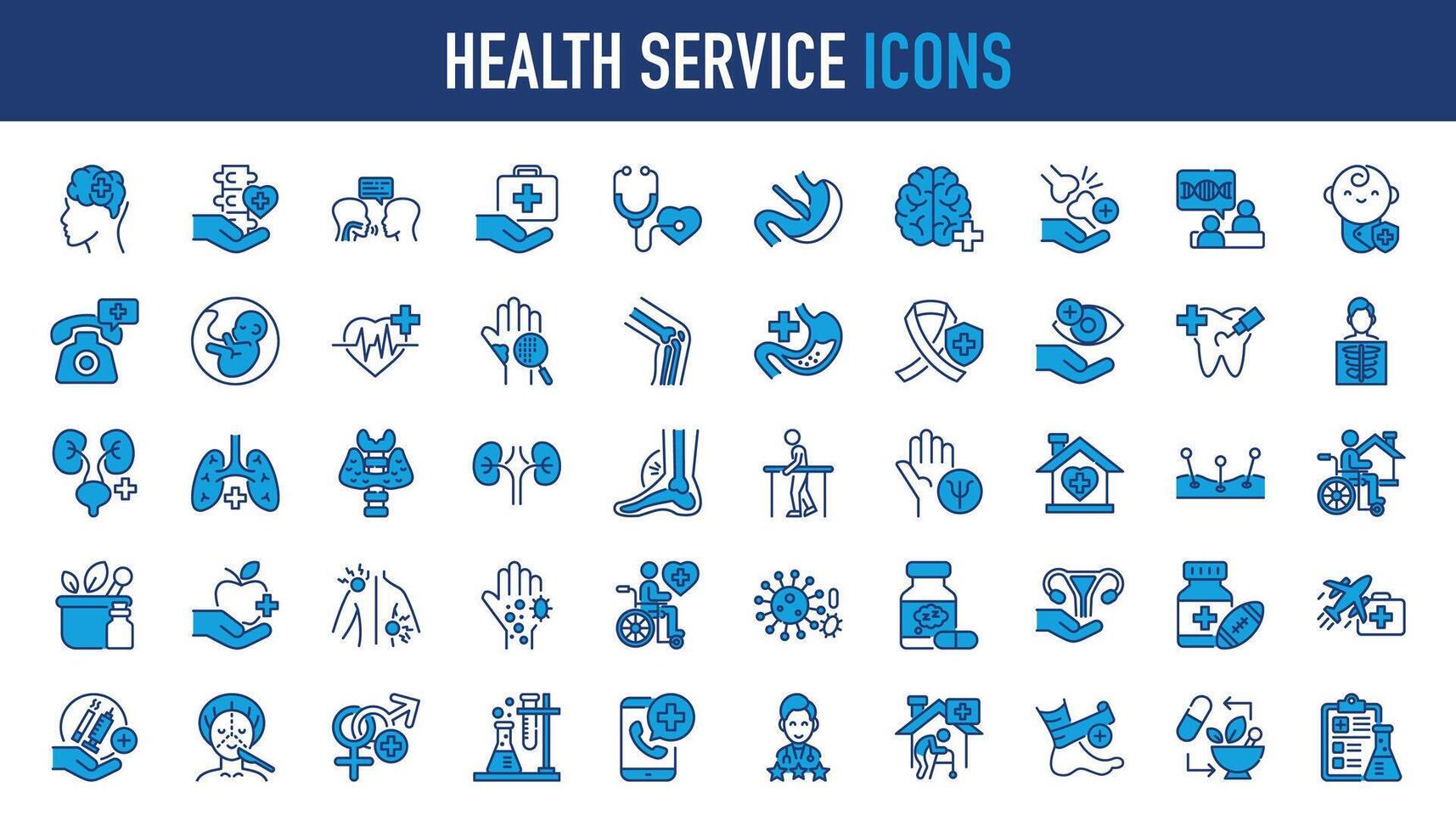 Health service icon set. Containing such as doctor, medicine, hospital, treatment, healthcare, nurse, pills, clinic and more. Solid vector icons collection.