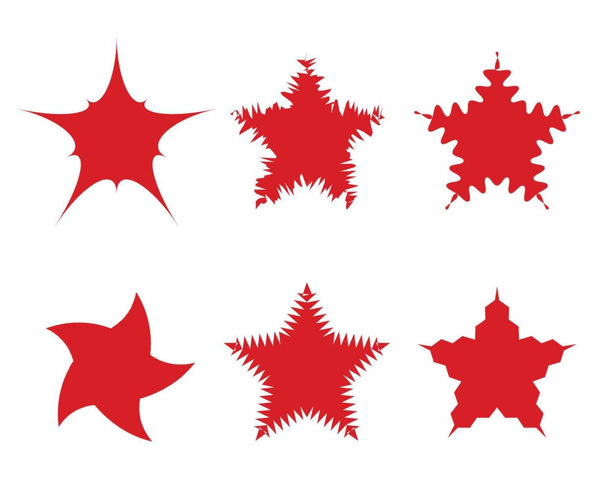 conjunto de rojo estrellas. resumen rojo estrella formas, estrella icono vector
