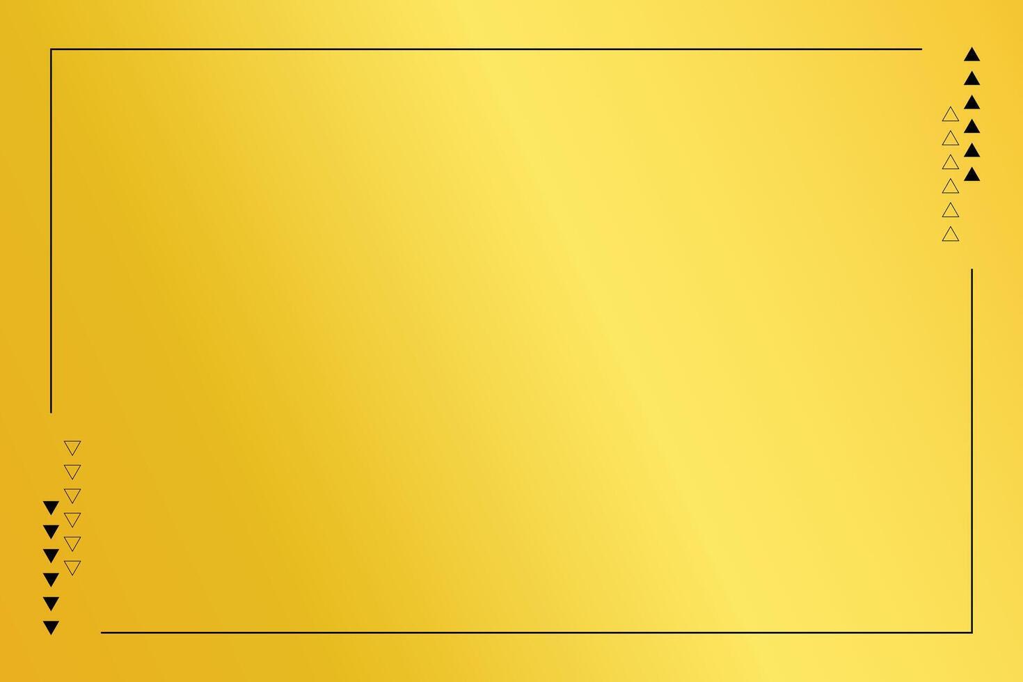 Blank golden gradient background with black border. Gold foil texture background. Realistic golden vector background with copy space.