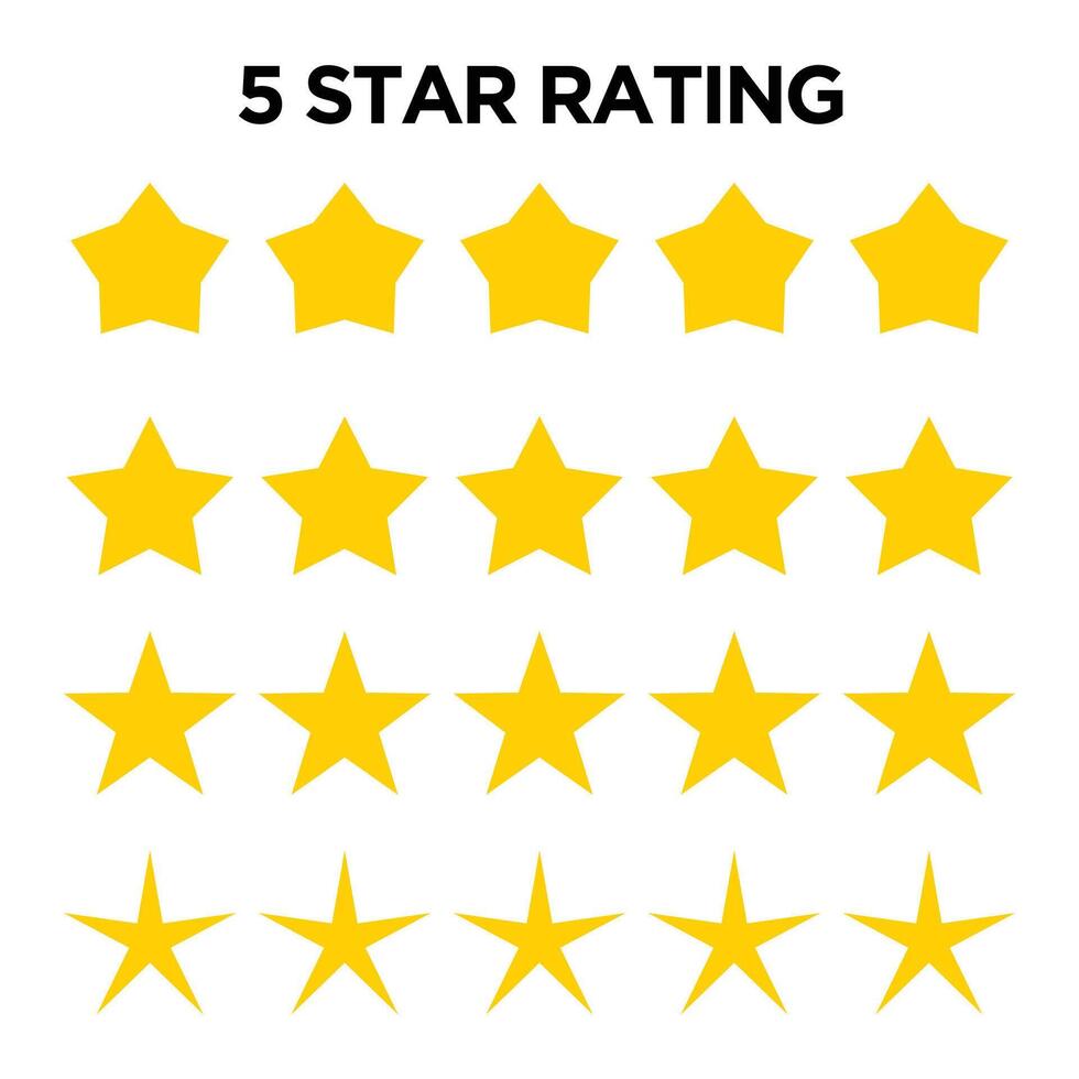 Set of Star Rating icon vector. 5 star rating yellow icons vector icons. yellow star icon. Vector illustration.