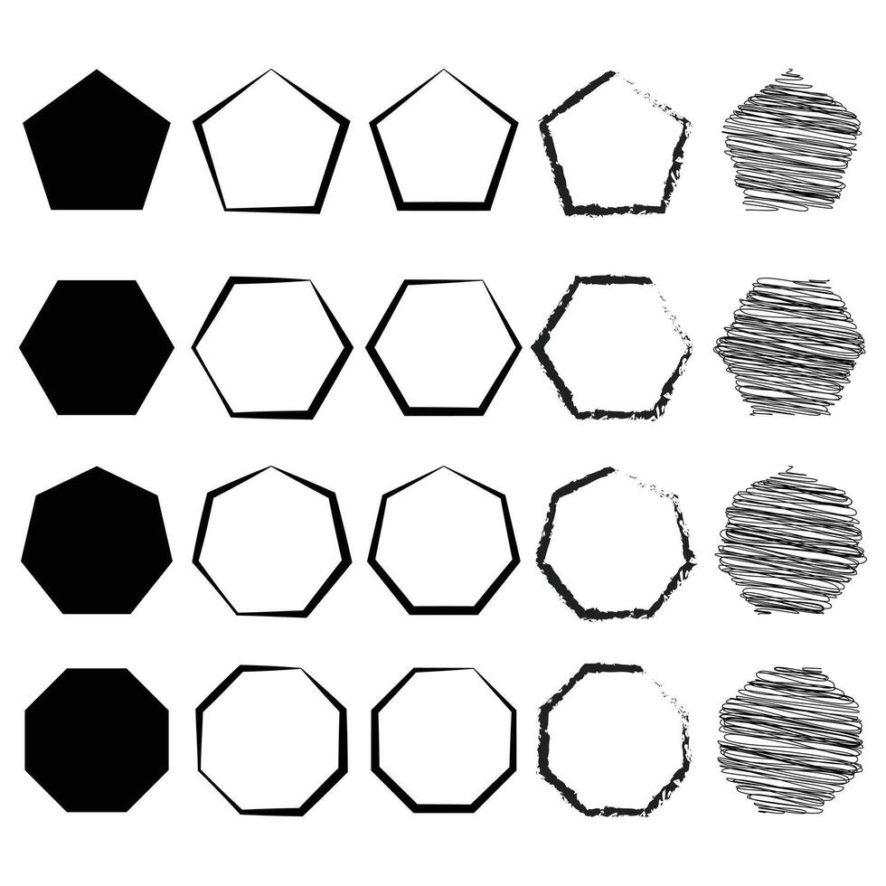 Set of Hexagon shapes. Brush hexagons. Banner template design. Grunge texture. Brush texture. Vector illustration