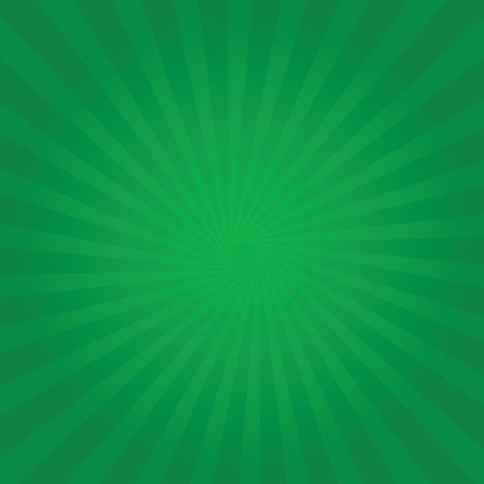 Green Sunburst Background. Abstract green radial background. Vector illustration