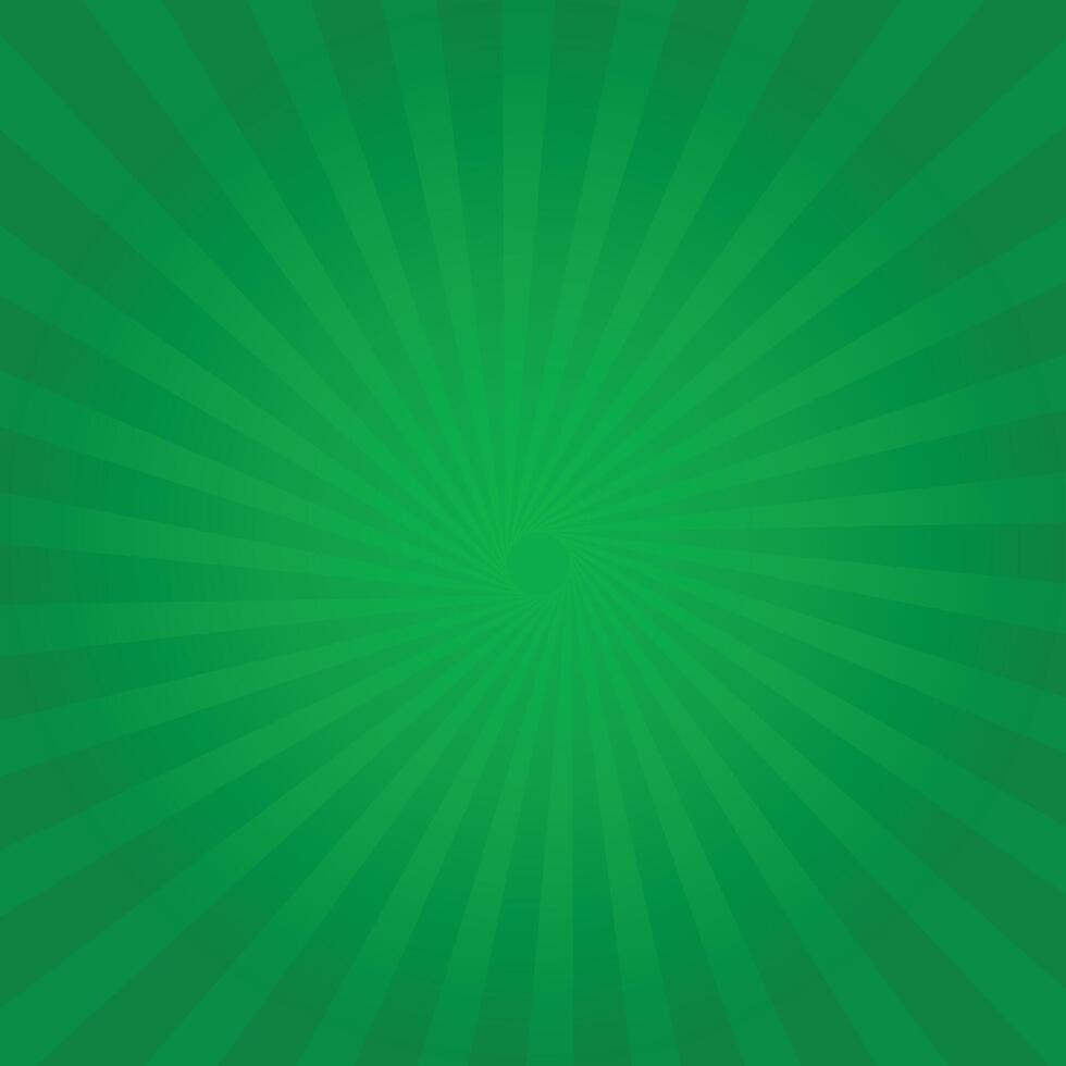 Green Sunburst Background. Abstract green radial background. Vector illustration