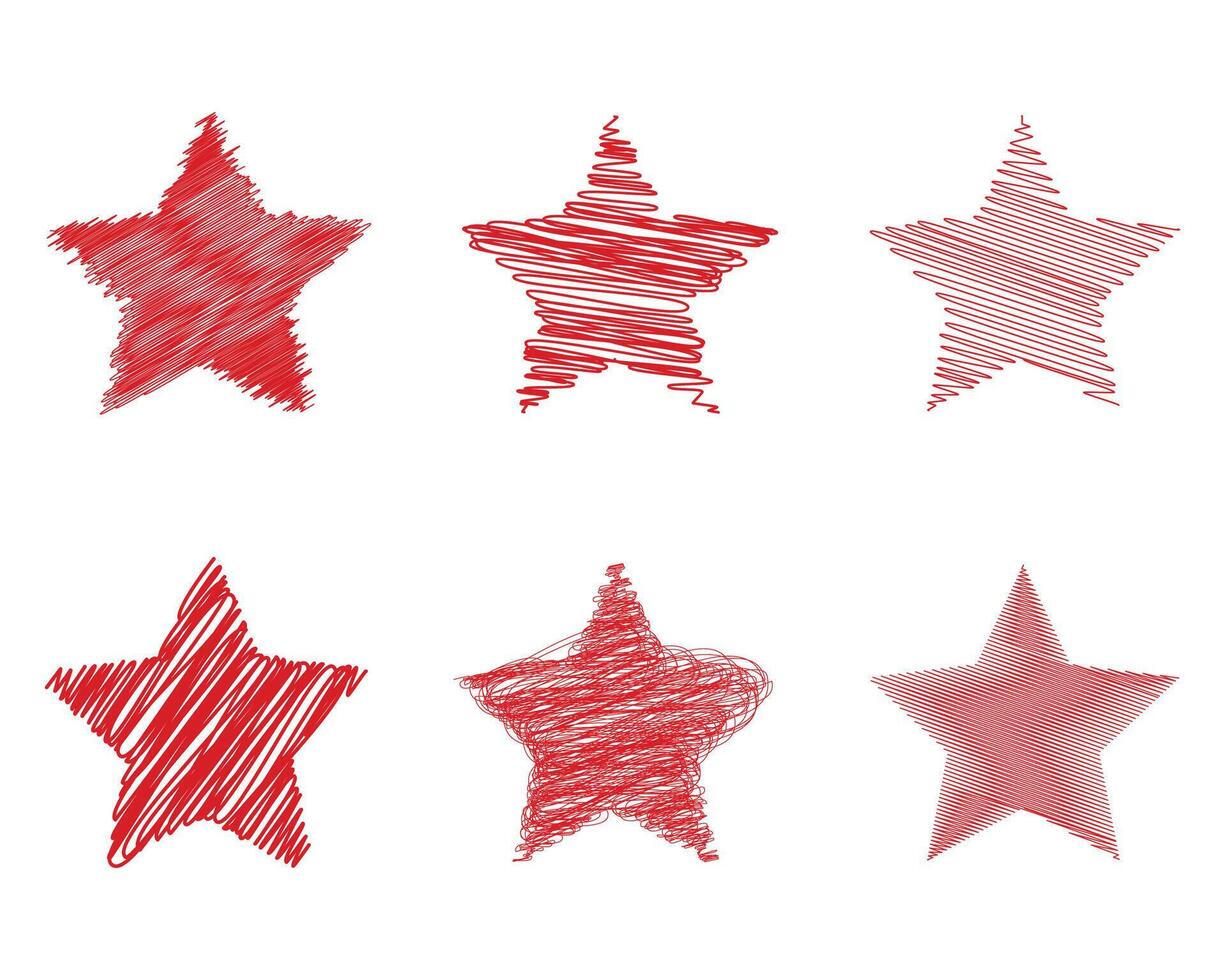 Set of red stars. Abstract red star shapes, star icon vector