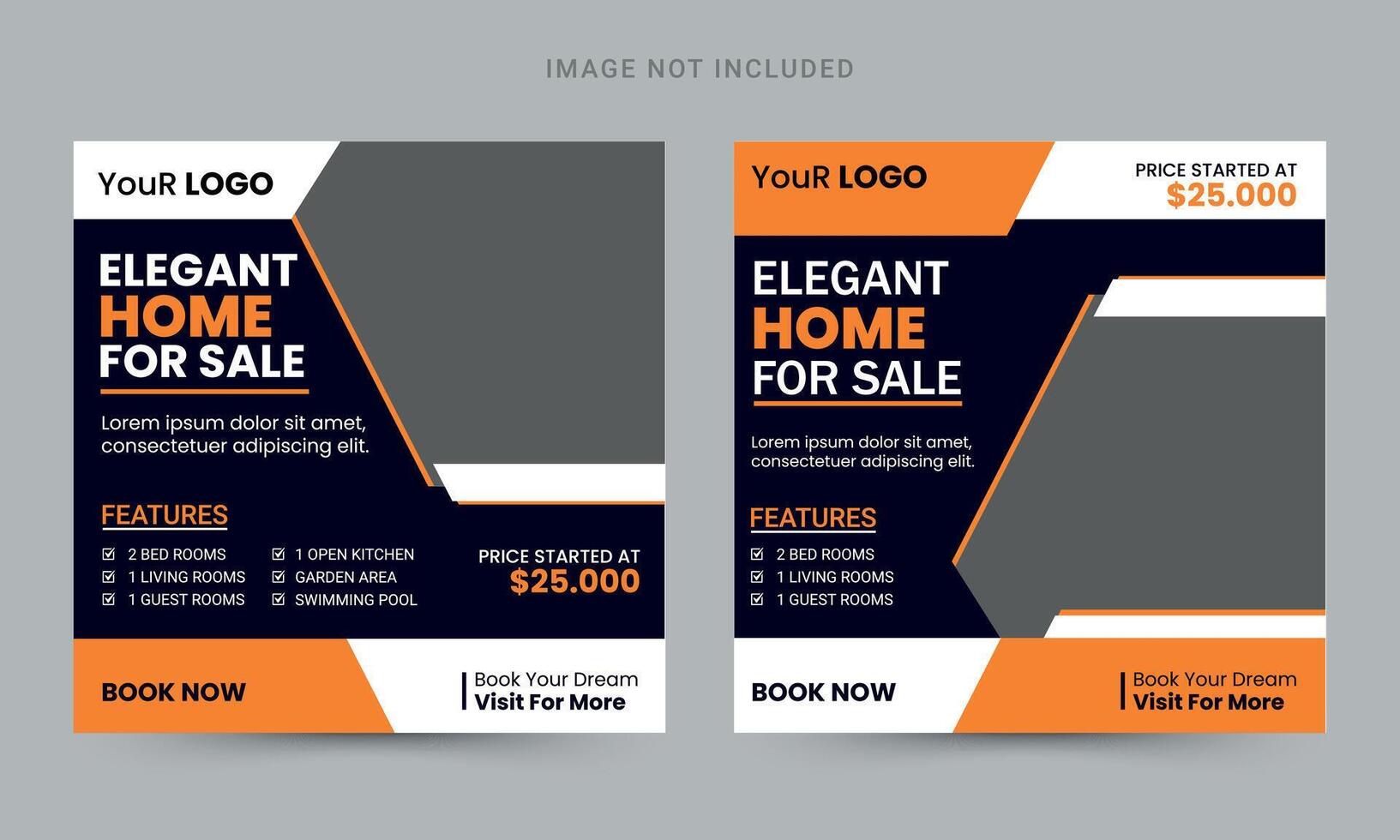 Real estate banner or square flyer for social media post template vector