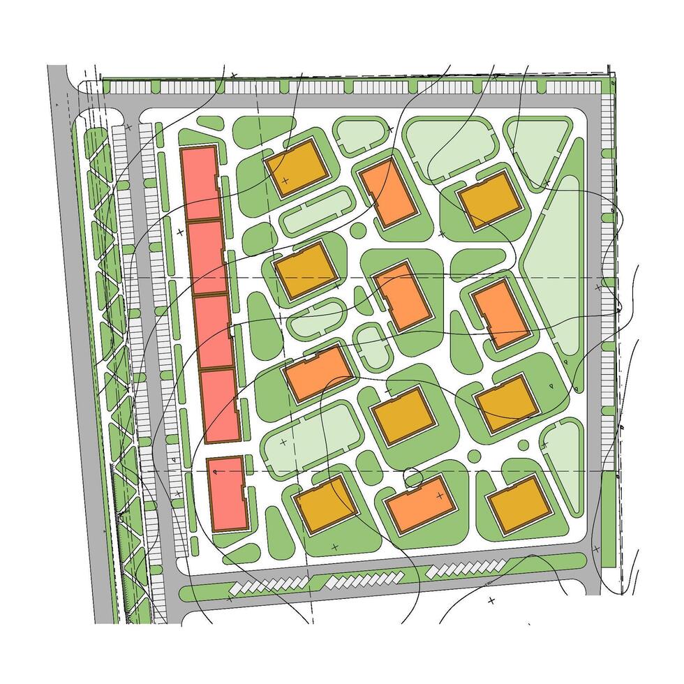 vector Maestro plan de un ciudad distrito con edificios y paisaje diseño.