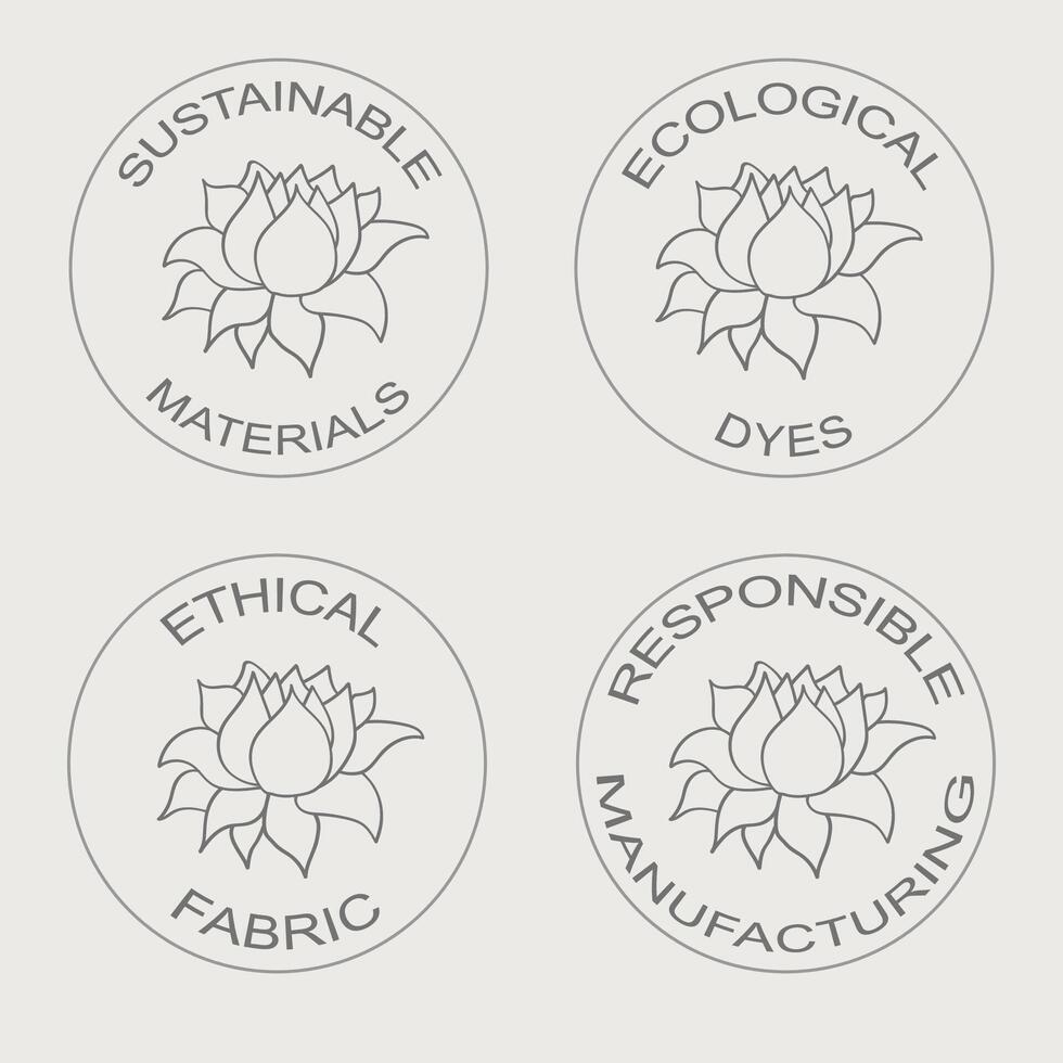 Vector set of linear icons related to sustainable eco friendly fabric manufacturing