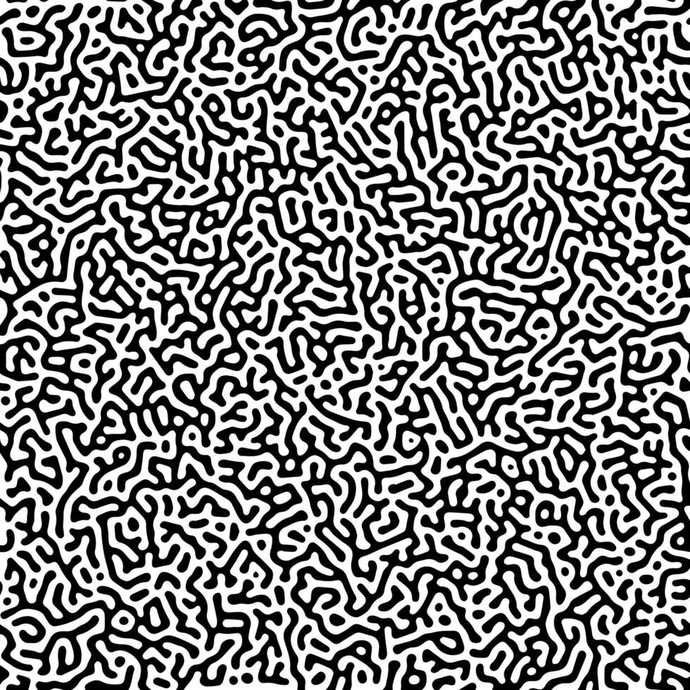 Black and white turing reaction diffusion seamless pattern vector template