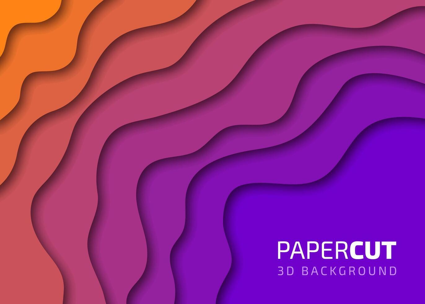 Orange, pink, and blue paper cut background with wavy layers copy space. 3d relief carving art papercutting waves vector illustration for banners, posters, presentations, greeting cards