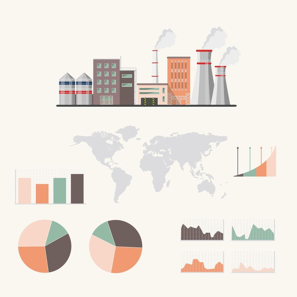 nuclear poder plantas mundo industria infografia vector