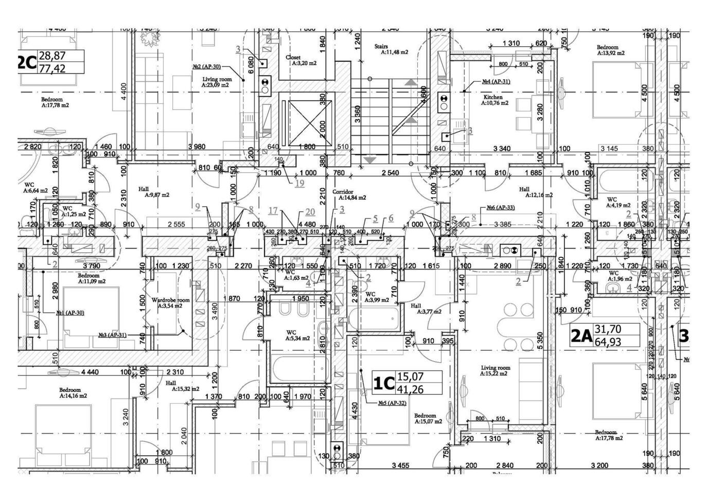 detallado arquitectónico de varios pisos edificio piso plan, Departamento disposición, Plano. vector ilustración