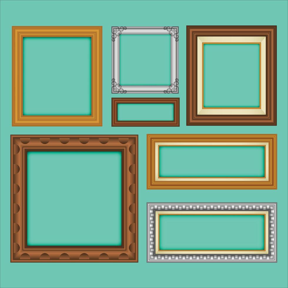 A set of different frames on a blue background. vector