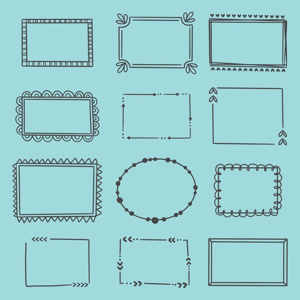 Set of doodle frames and frames for your design. vector