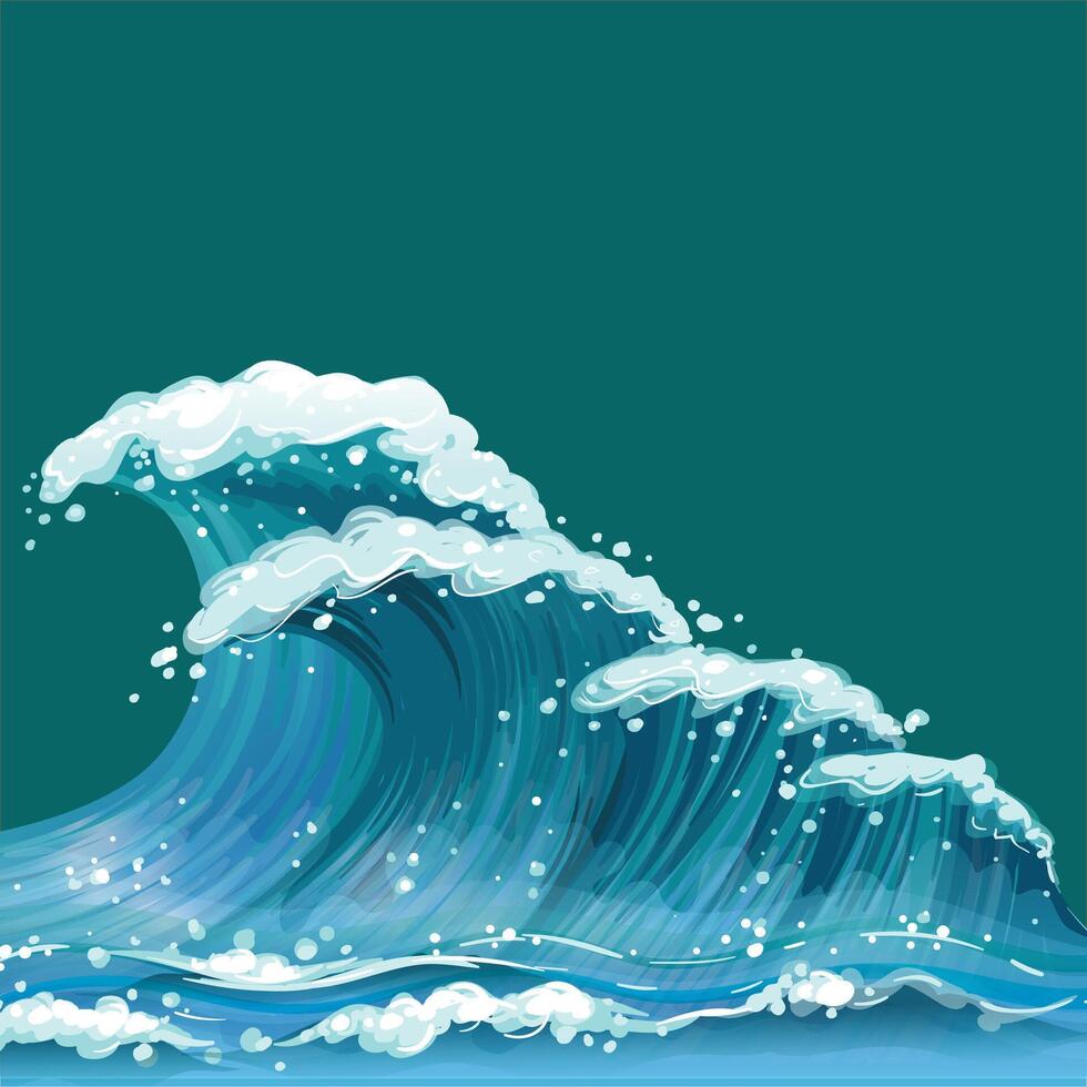 vector ilustración de un grande ola en el Oceano antecedentes.