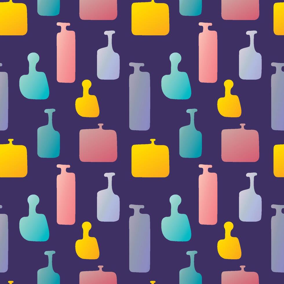 Colorful abstract bottles vector seamless pattern
