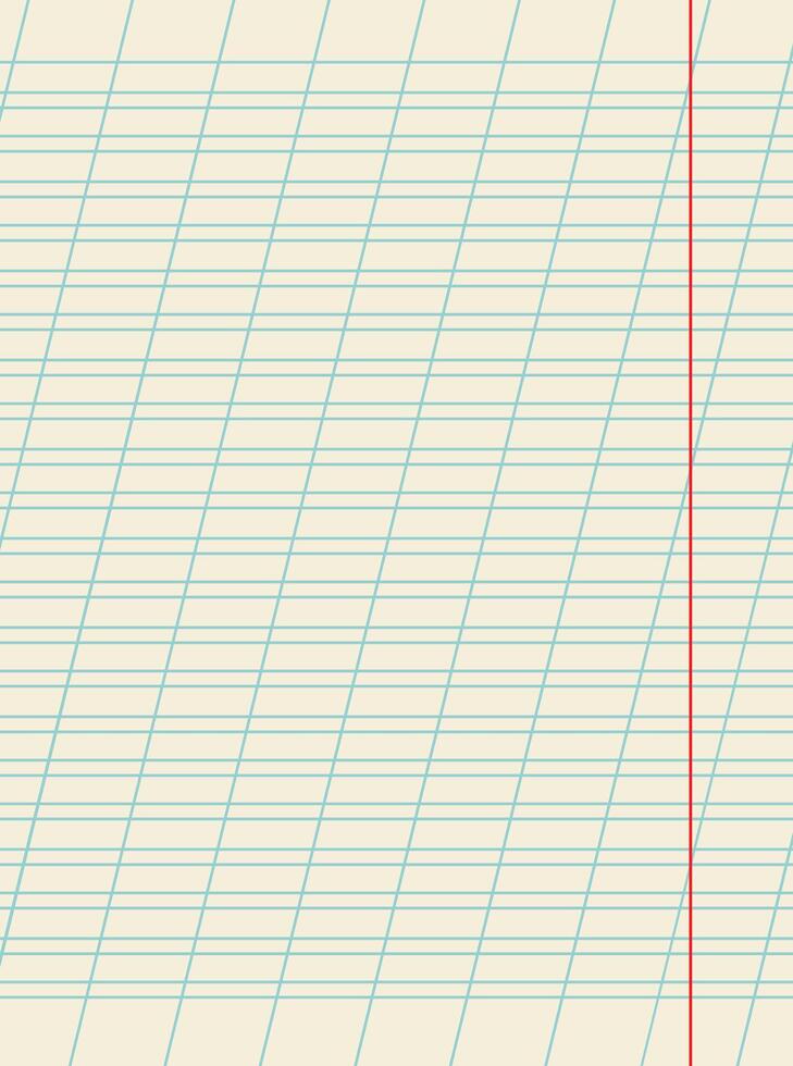 Blank sheet of school notebook with slanted ruled diagonal lines for writing practice, vector. Elementary school eductaion concept vector