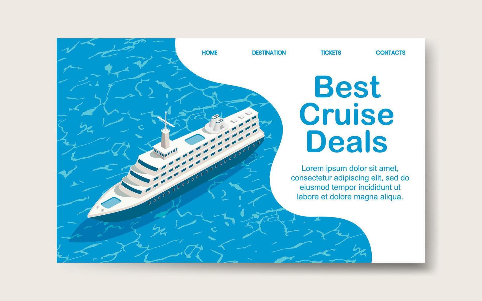 mejor crucero ofertas, aterrizaje web página modelo. vector