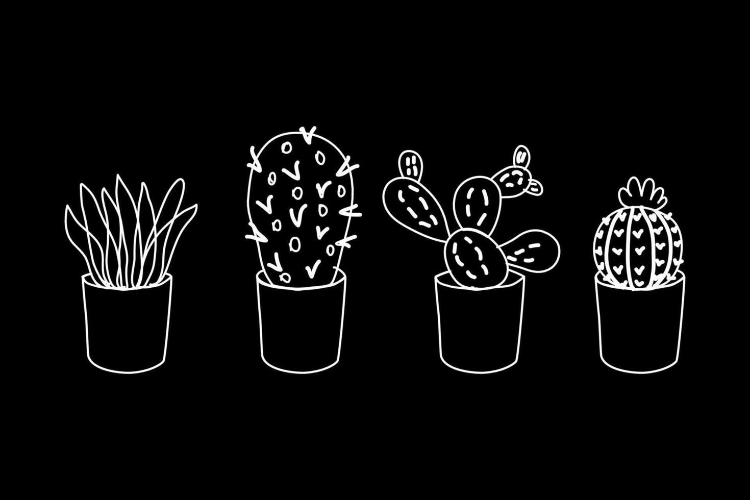 Hand drawn cactus plant succulent set. Vector