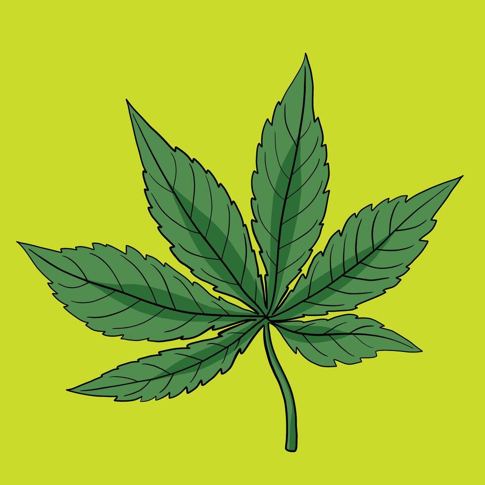 Simplicity cannabis leaf freehand drawing flat design. vector