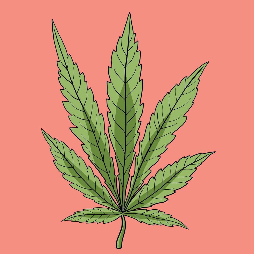 Simplicity cannabis leaf freehand drawing flat design. vector