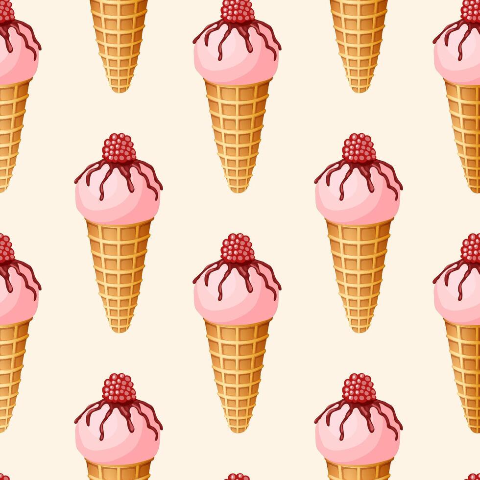 Seamless vector pattern of hand drawn ice cream