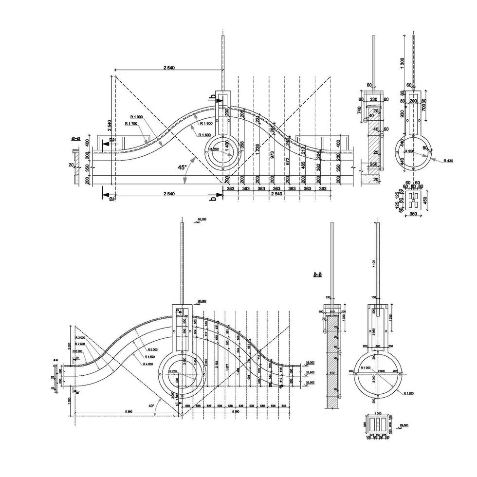 Detailed architectural fronton plan of multistory building Vector blueprint. Architectural background.