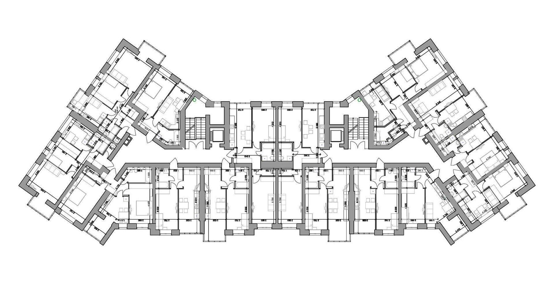 Detailed architectural multistory  building floor plan, apartment layout, blueprint. Vector illustration