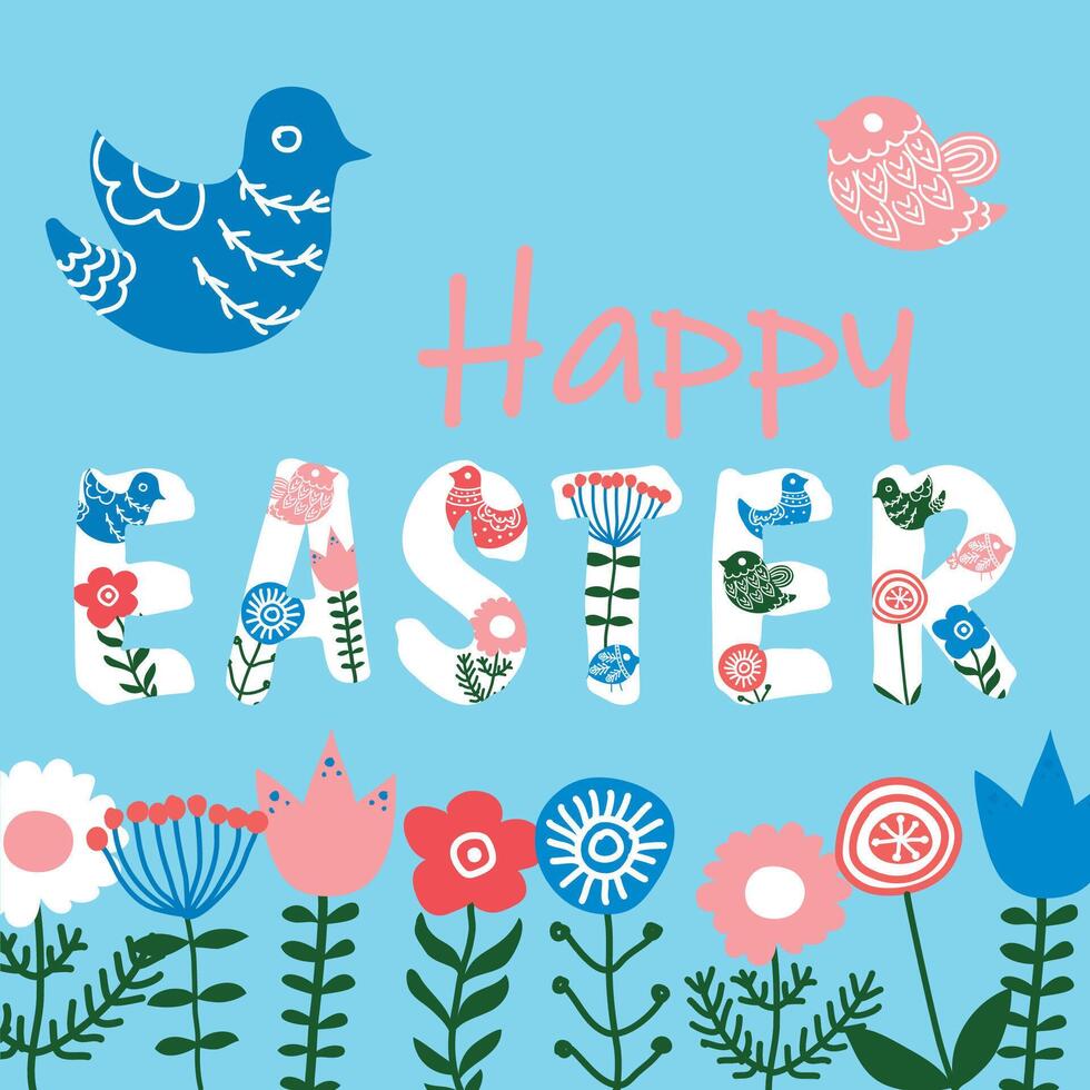 Hand drawn vector ethnic greeting Easter card