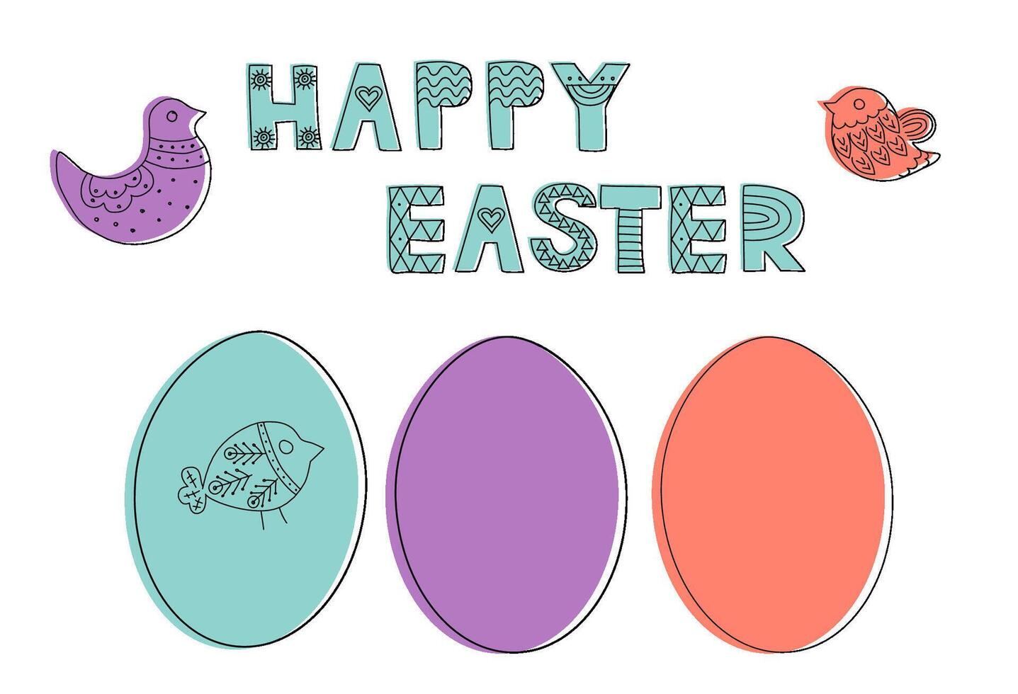 mano dibujado vector étnico saludo Pascua de Resurrección tarjeta