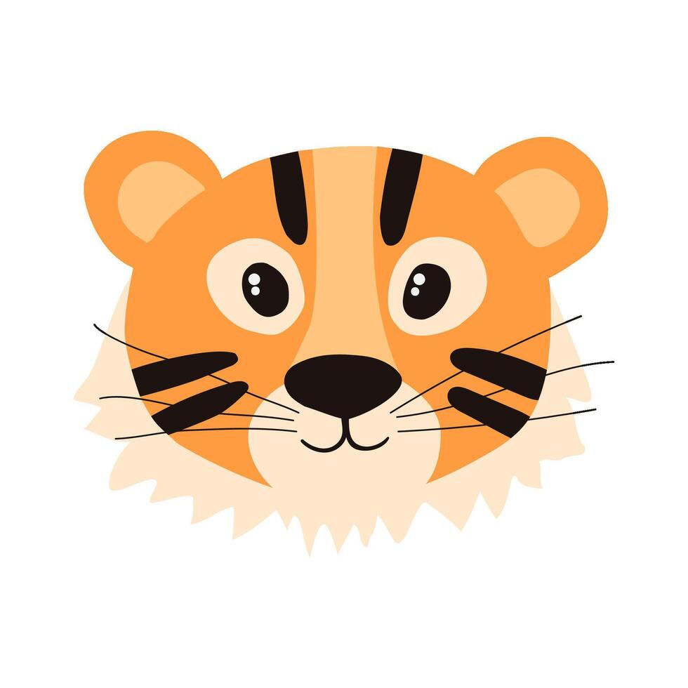 Vector hand drawn portrait of a cartoon tiger head