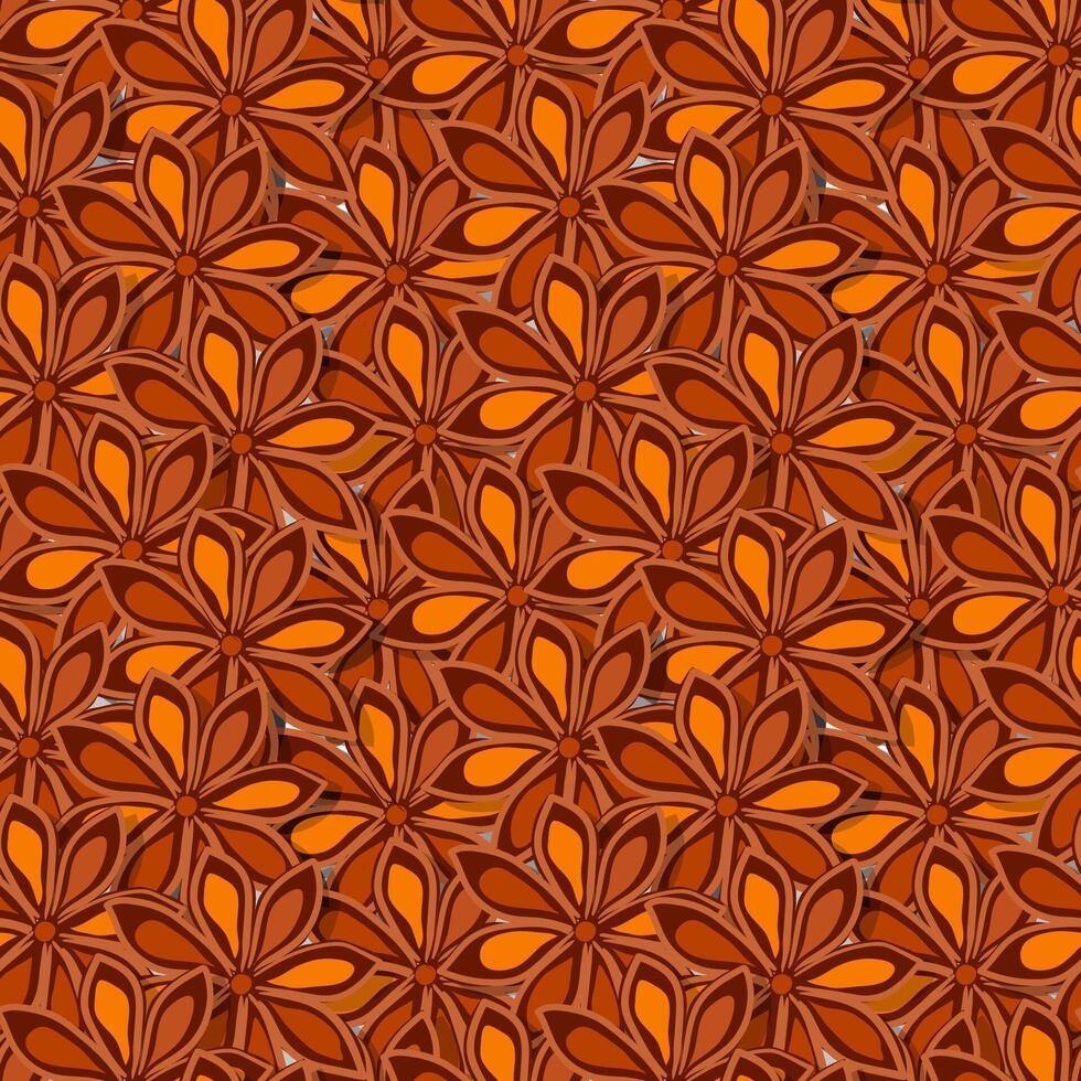 Seamless vector pattern of hand drawn anis star spice
