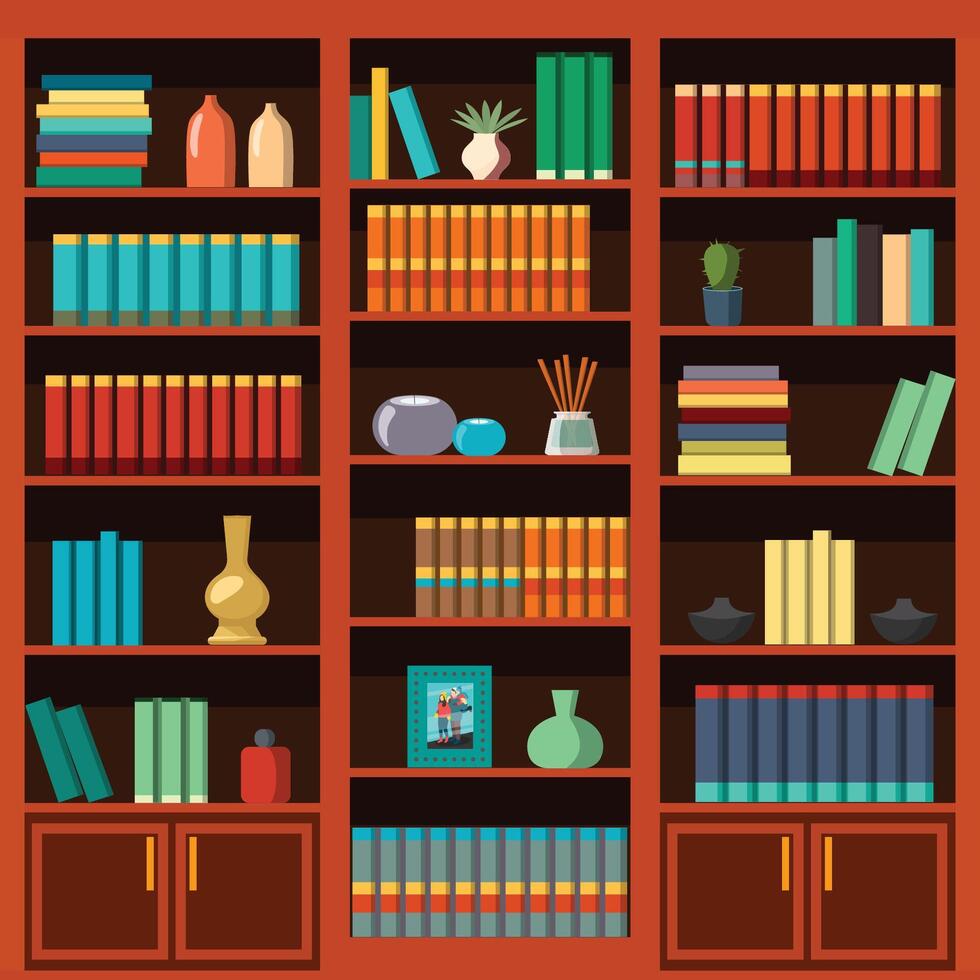 sin costura vector ilustración de un biblioteca librero