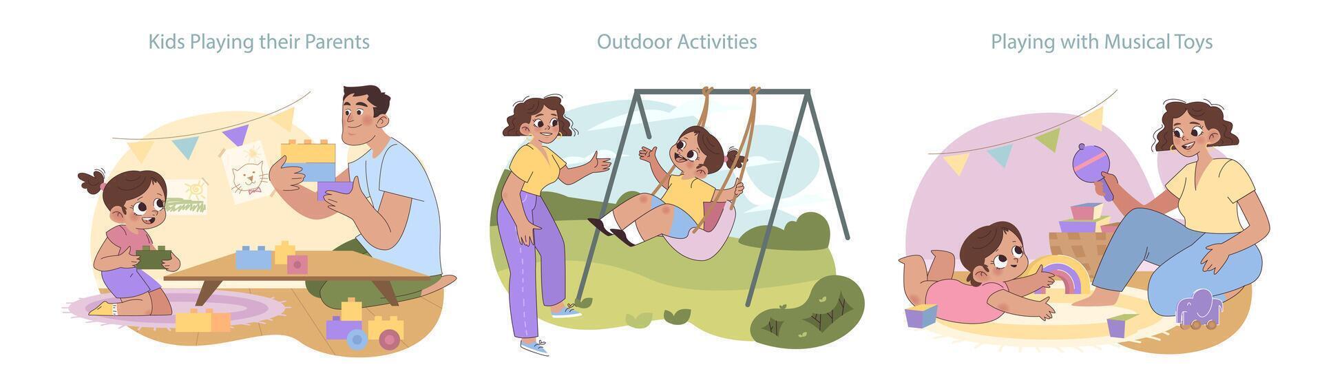 Family enjoyment set. vector