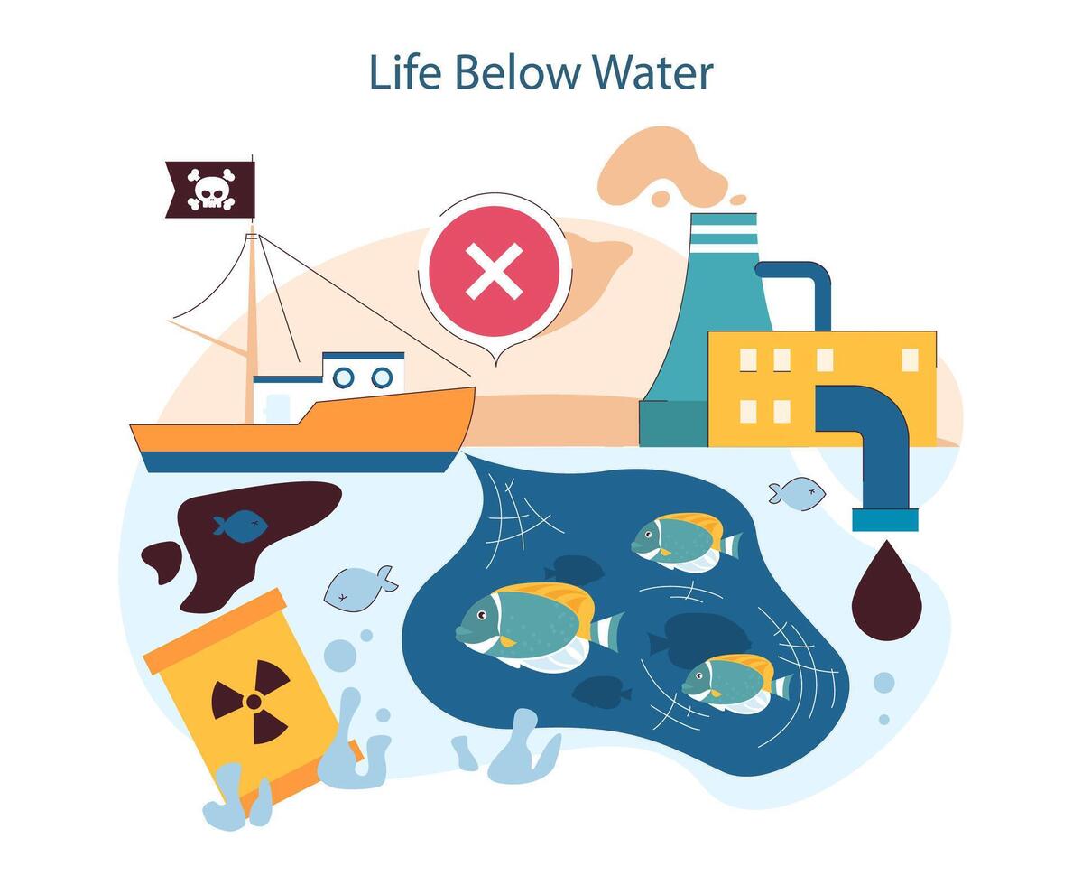 vida abajo agua. defendiendo para marina conservación y contaminación controlar vector