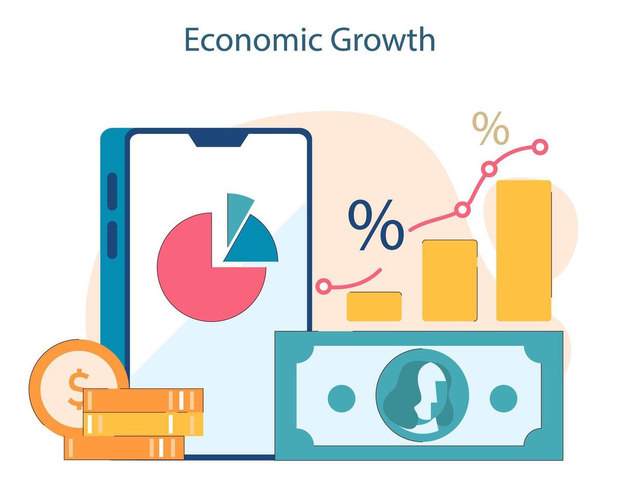 Economic growth. Financial progress and investment returns. Charting vector