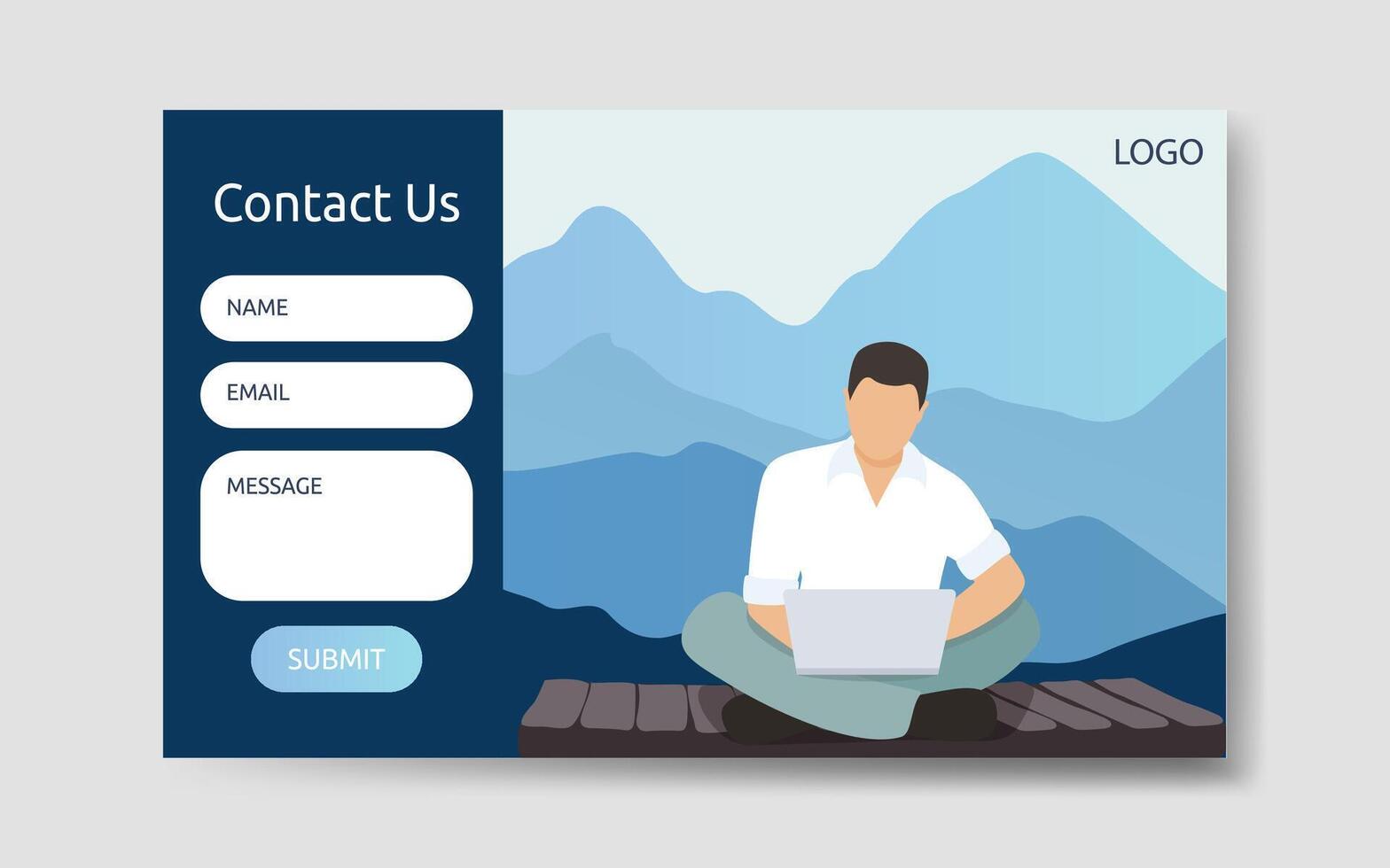 Contact Us Form Template for Web and Landing Page. Online Customer Support and Helpdesk Concept. Flat Cartoon Vector Illustration.